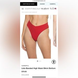 NWT Everything but Water - Red Lido Banded High Waisted Bikini Bottom SMALL.